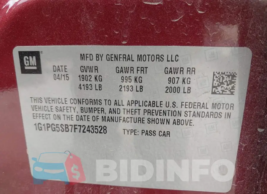 1G1PG5SB7F7243528 Photo# 9