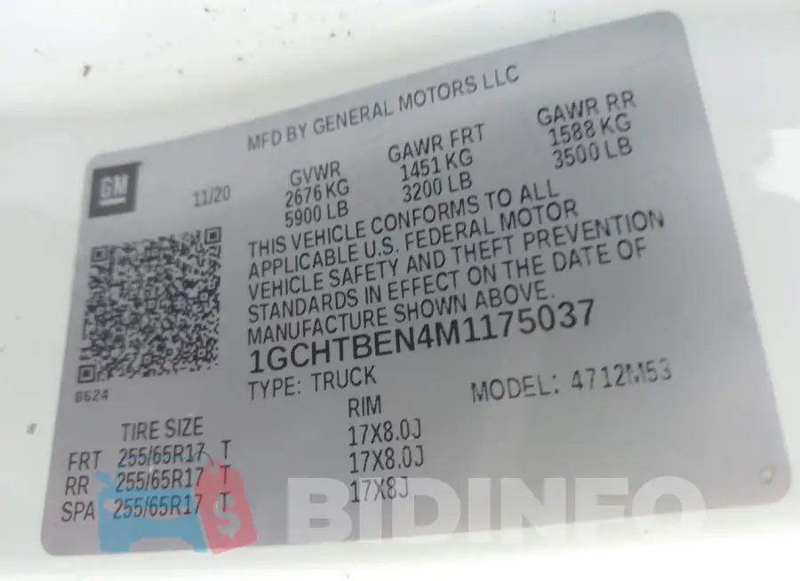 1GCHTBEN4M1175037 Photo# 9
