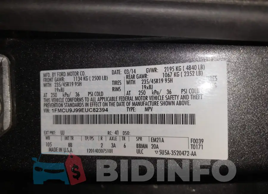 1FMCU9J99EUC82394 Photo# 9