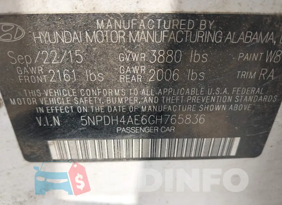 5NPDH4AE6GH765836 Photo# 9