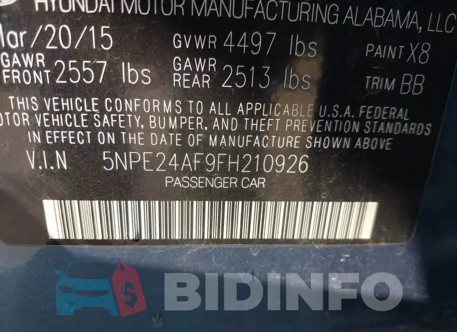 5NPE24AF9FH210926 Photo# 9