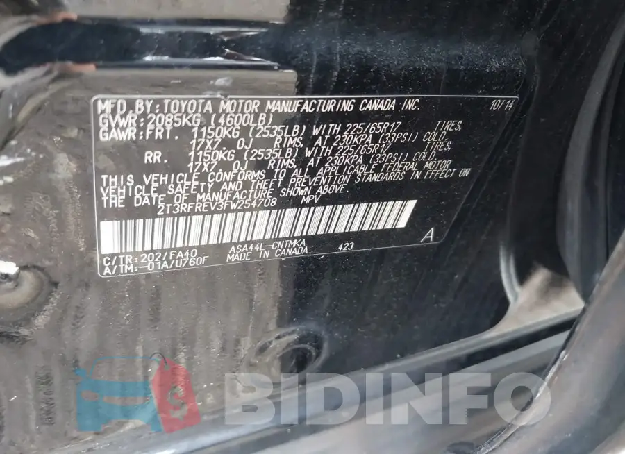 2T3RFREV3FW254708 Photo# 9