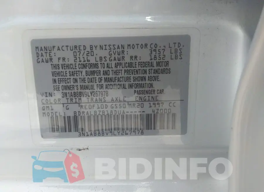 3N1AB8BV9LY267978 Photo# 9