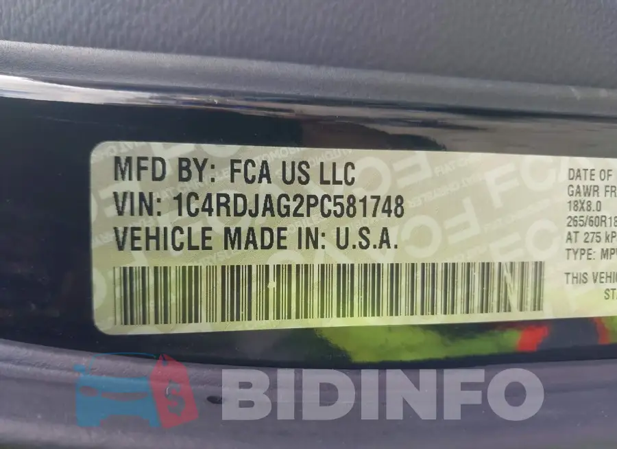 1C4RDJAG2PC581748 Photo# 9
