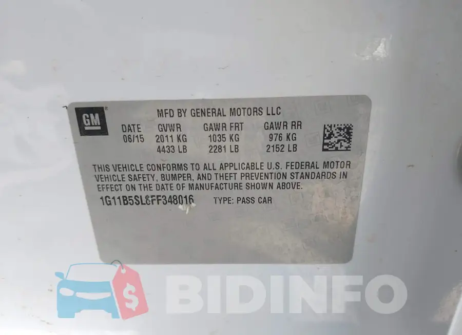 1G11B5SL8FF348016 Photo# 9