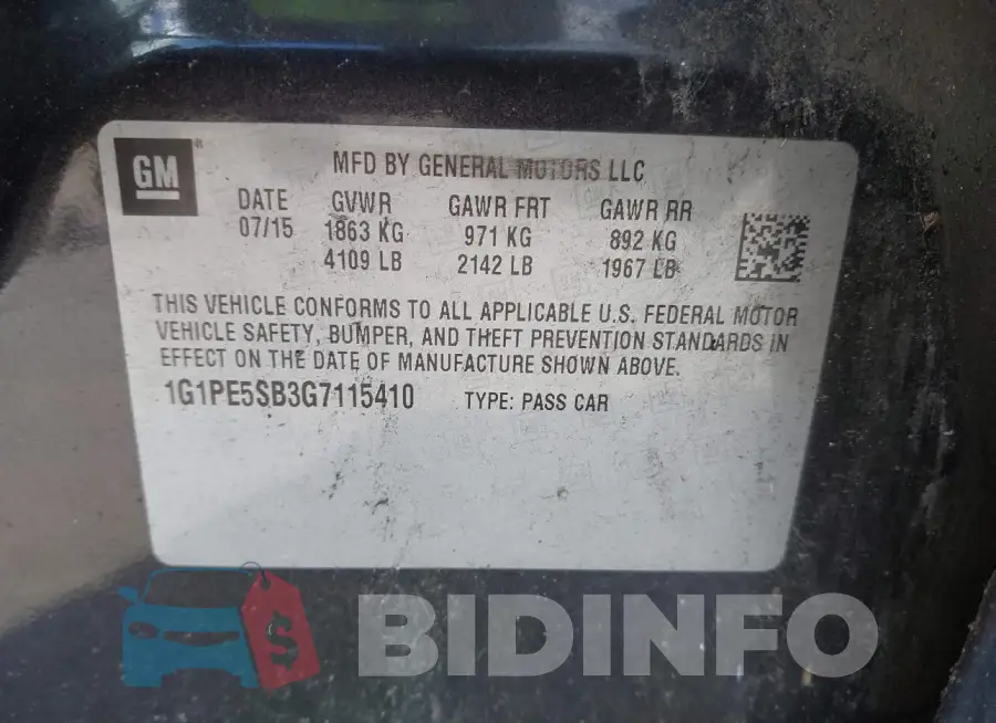 1G1PE5SB3G7115410 Photo# 9