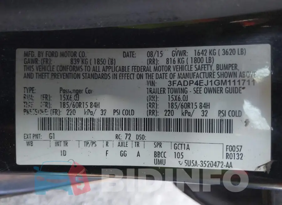 3FADP4EJ1GM111711 Photo# 9