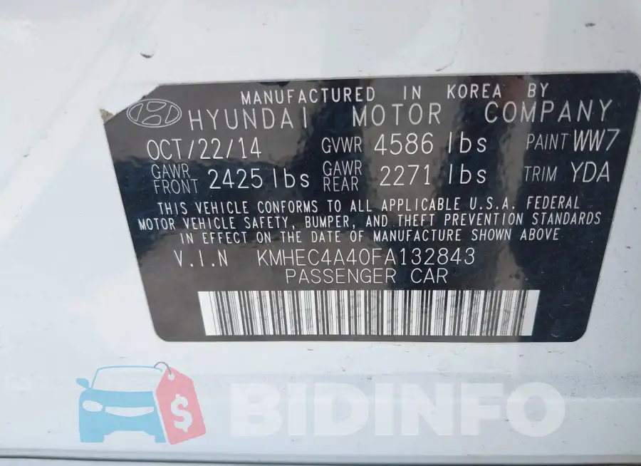 KMHEC4A40FA132843 Photo# 9