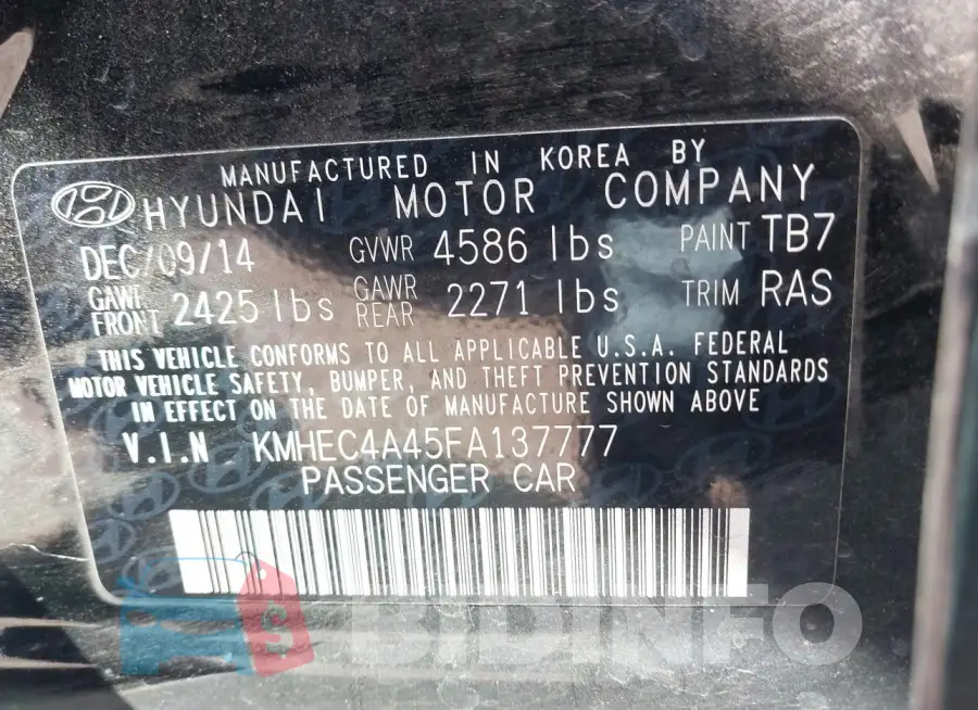 KMHEC4A45FA137777 Photo# 9