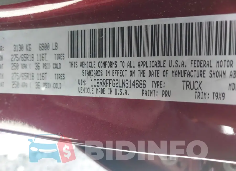1C6RRFFG2LN314686 Photo# 9