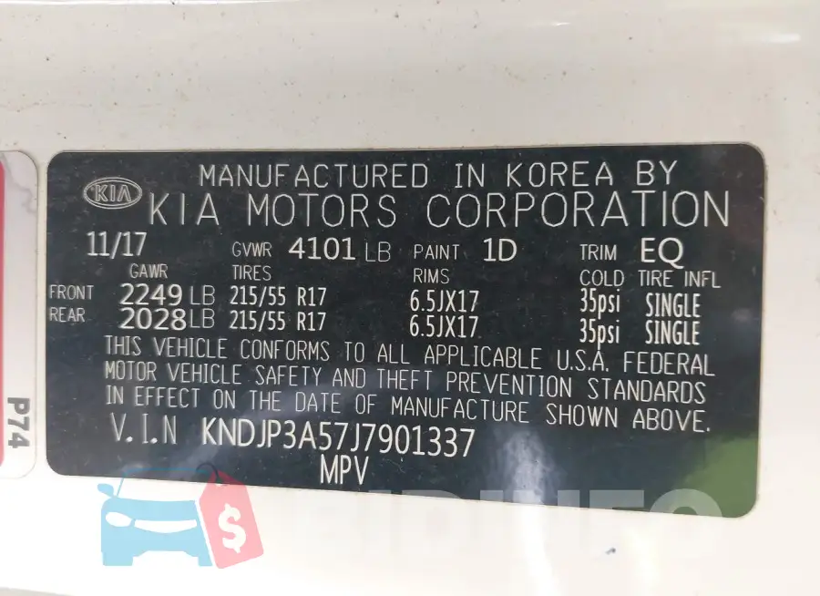 KNDJP3A57J7901337 Photo# 9