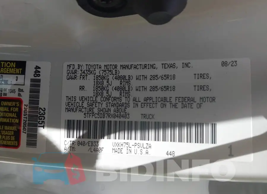 5TFPC5DB7RX040403 Photo# 9