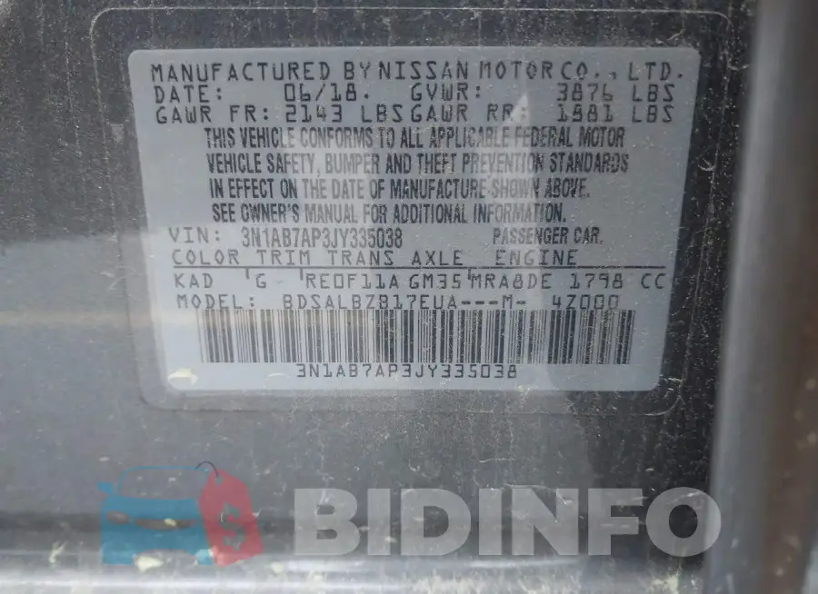 3N1AB7AP3JY335038 Photo# 9