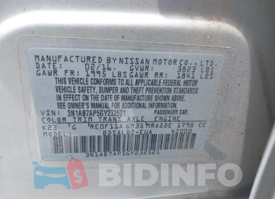 3N1AB7AP5GY232521 Photo# 9