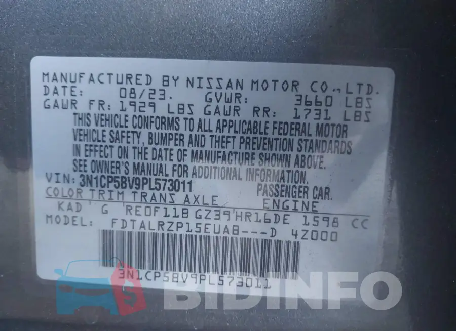 3N1CP5BV9PL573011 Photo# 9