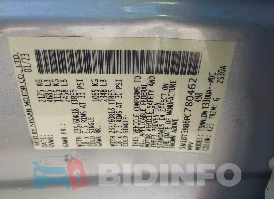 5N1BT3BB6PC780462 Photo# 9