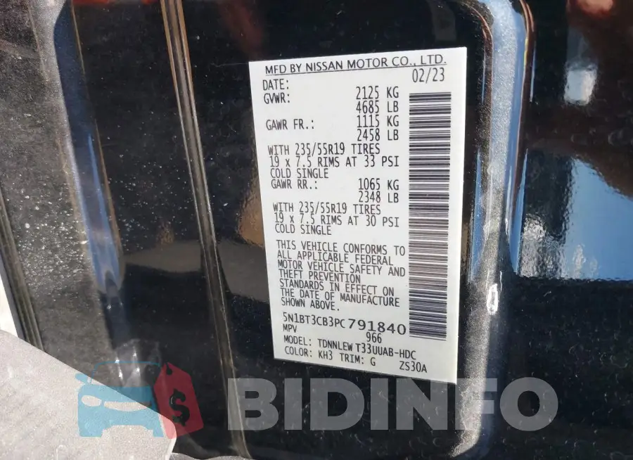 5N1BT3CB3PC791840 Photo# 9