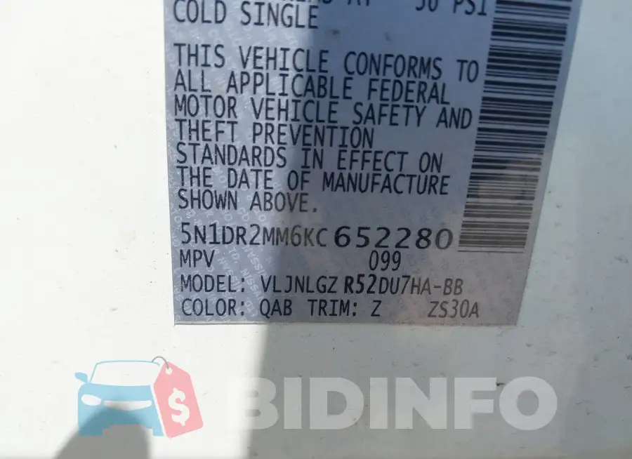 5N1DR2MM6KC652280 Photo# 9