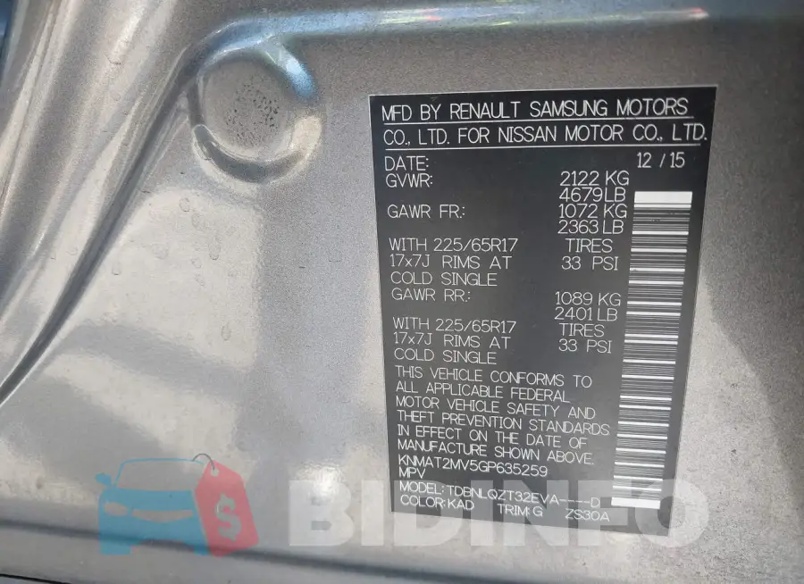 KNMAT2MV5GP635259 Photo# 9
