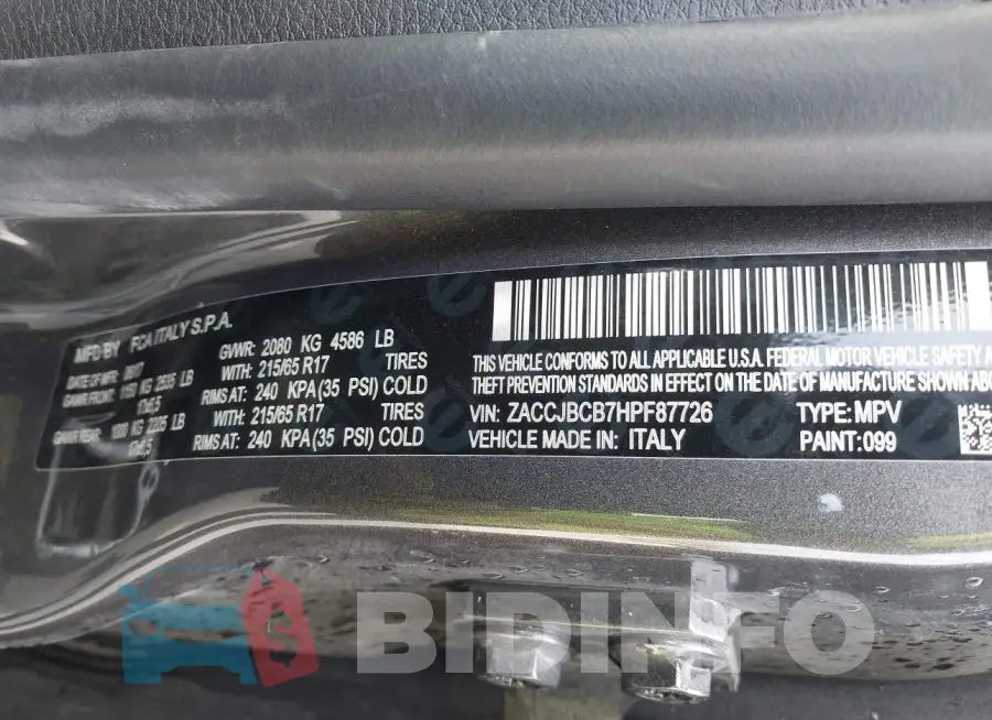 ZACCJBCB7HPF87726 Photo# 9