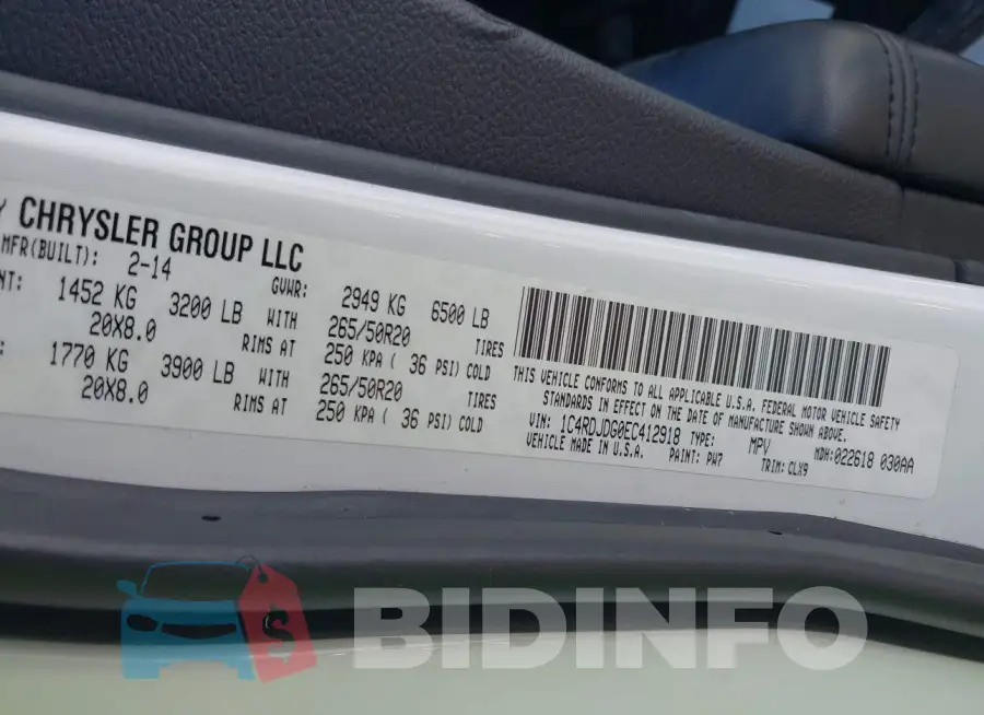1C4RDJDG0EC412918 Photo# 9