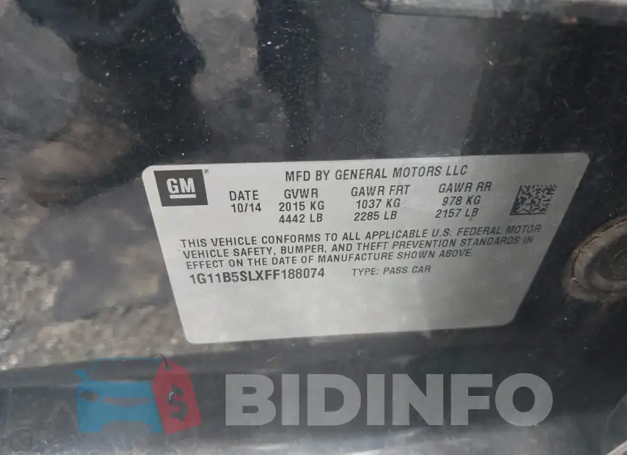 1G11B5SLXFF188074 Photo# 9
