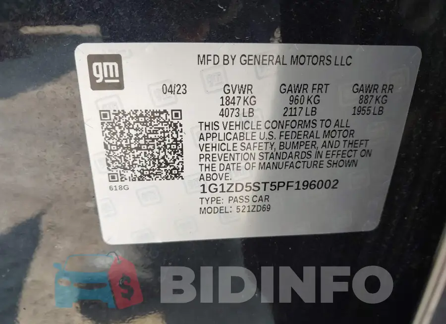 1G1ZD5ST5PF196002 Photo# 9