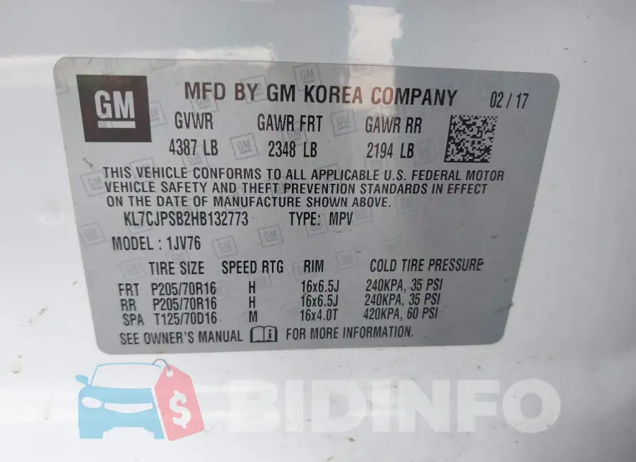 KL7CJPSB2HB132773 Photo# 9