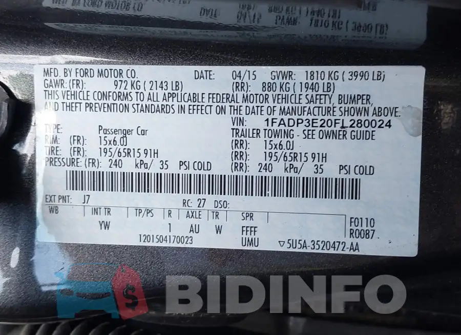 1FADP3E20FL280024 Photo# 9