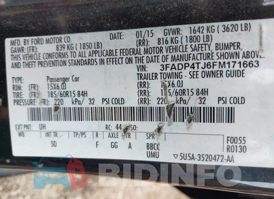 3FADP4TJ6FM171663 Photo# 9