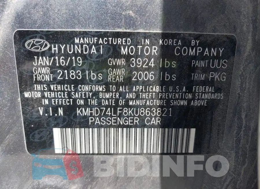 KMHD74LF8KU863821 Photo# 9