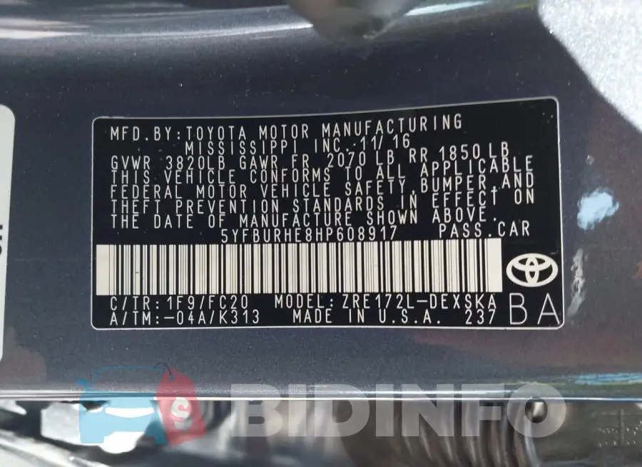 5YFBURHE8HP608917 Photo# 9