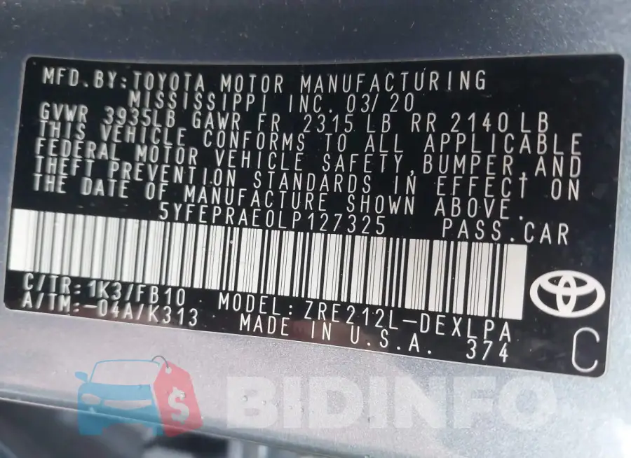 5YFEPRAE0LP127325 Photo# 9