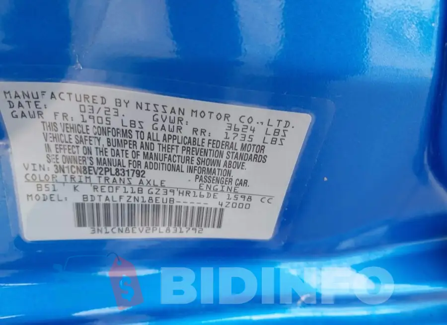 3N1CN8EV2PL831792 Photo# 9