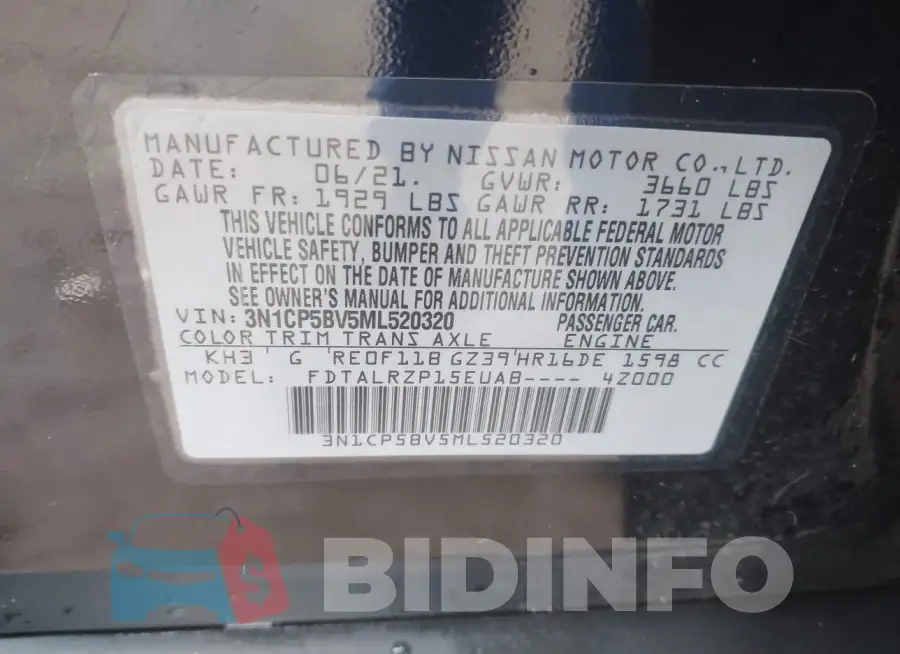 3N1CP5BV5ML520320 Photo# 9