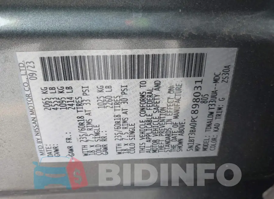 5N1BT3BA0PC898031 Photo# 9