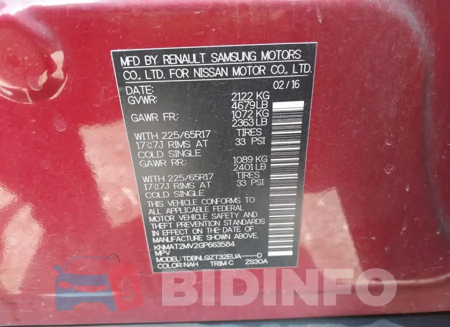 KNMAT2MV2GP663584 Photo# 9