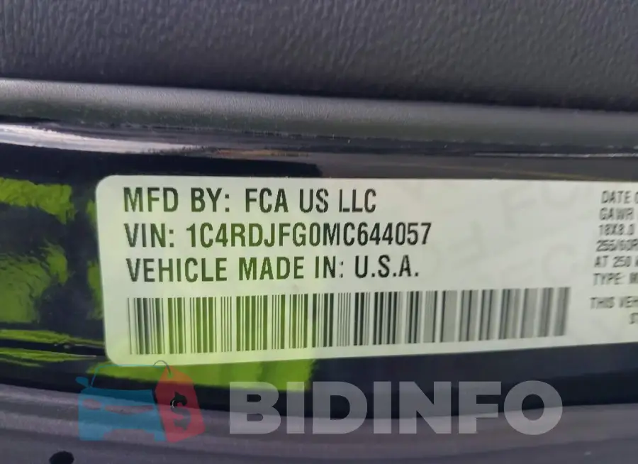 1C4RDJFG0MC644057 Photo# 9