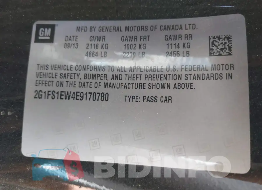 2G1FS1EW4E9170780 Photo# 9