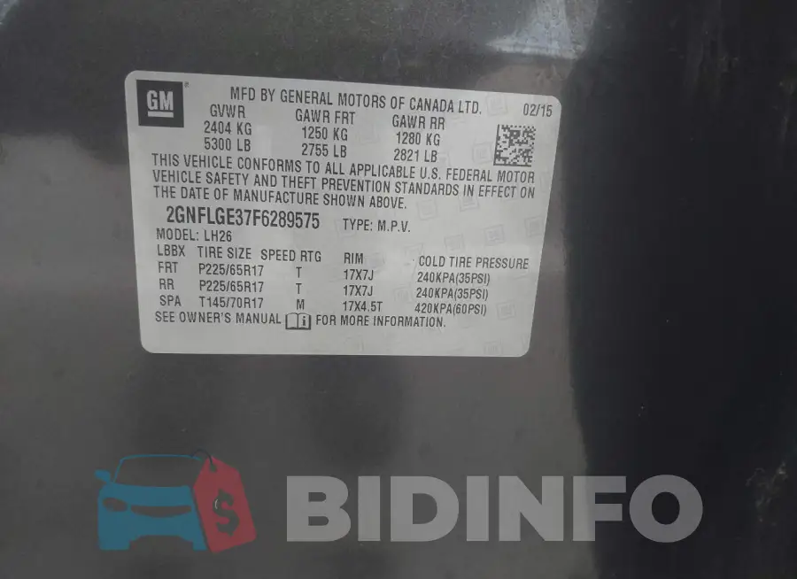 2GNFLGE37F6289575 Photo# 9
