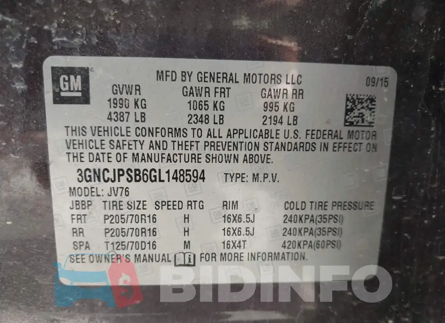 3GNCJPSB6GL148594 Photo# 9
