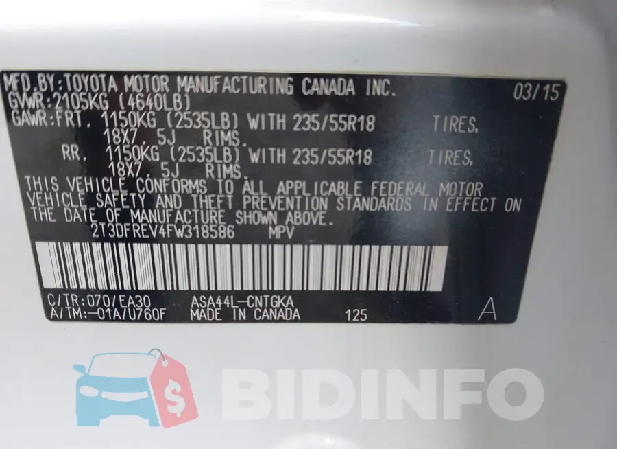 2T3DFREV4FW318586 Photo# 9