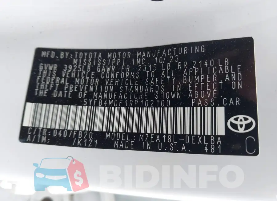 5YFB4MDE1RP102100 Photo# 9