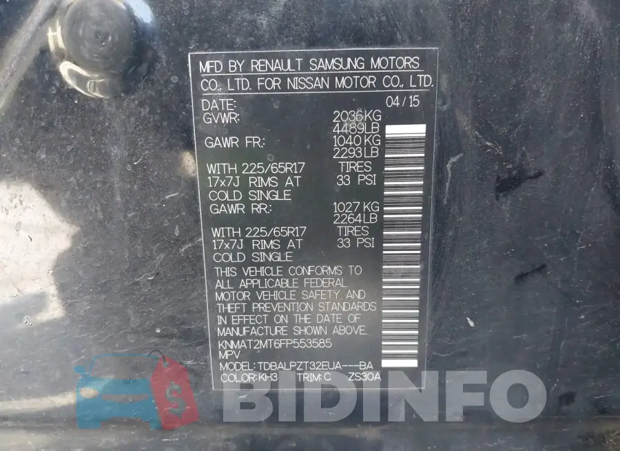 KNMAT2MT6FP553585 Photo# 9