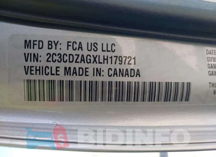 2C3CDZAGXLH179721 Photo# 9