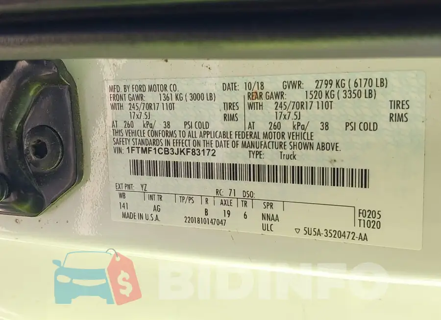 1FTMF1CB3JKF83172 Photo# 9