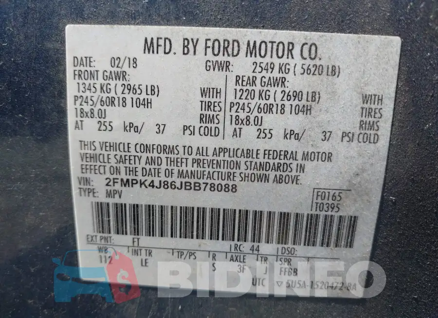 2FMPK4J86JBB78088 Photo# 9