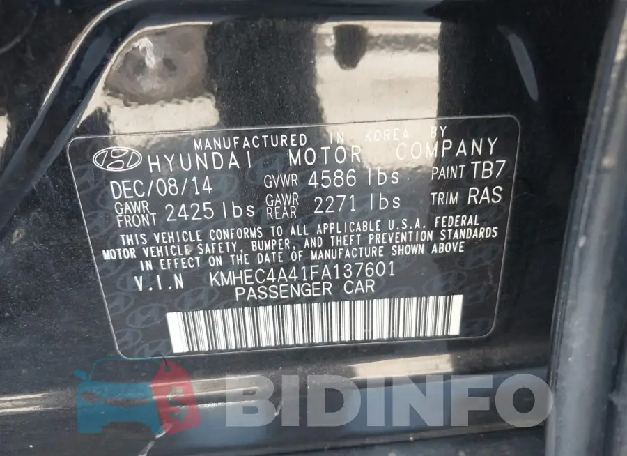 KMHEC4A41FA137601 Photo# 9