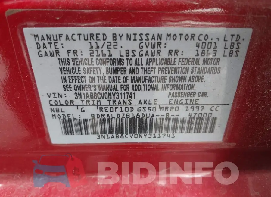 3N1AB8CV0NY311741 Photo# 9