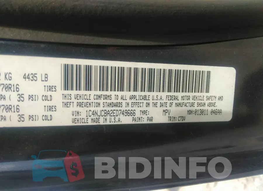 1C4NJCBA2ED749666 Photo# 9